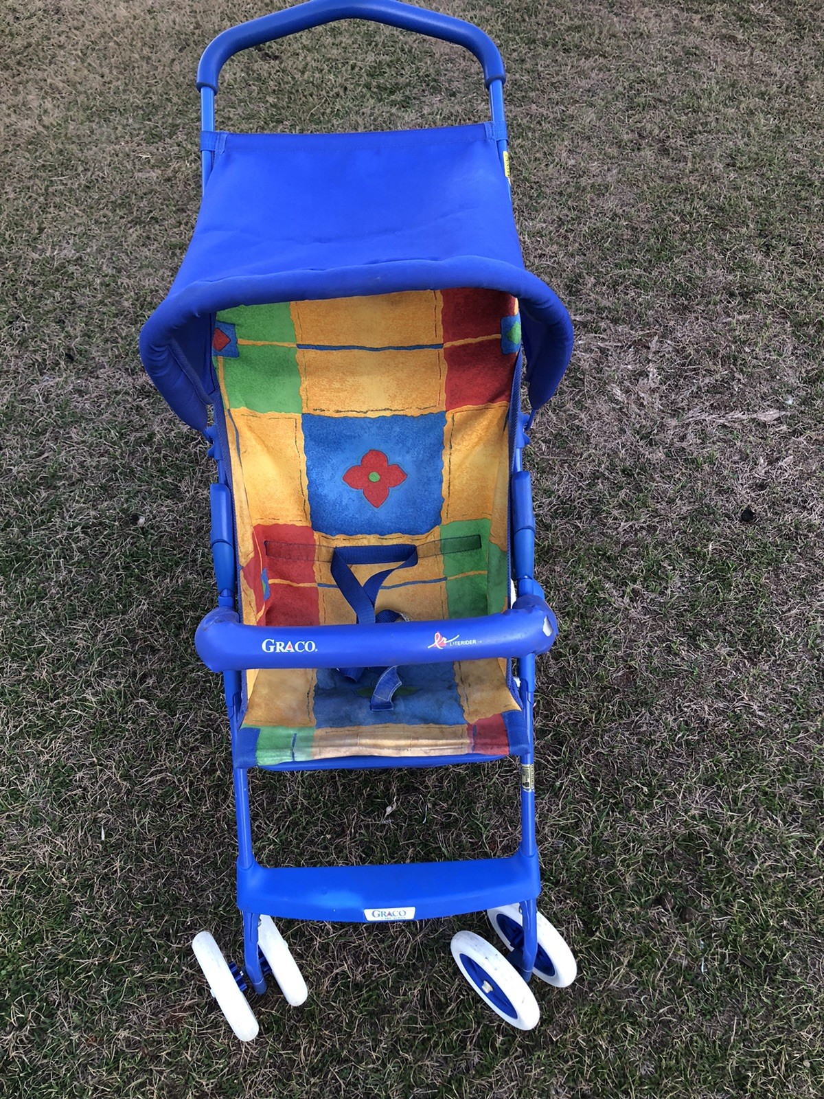 Vintage Graco Baby Stroller Multi Color 319ME With Canopy Fold Up 90’s Buggy Vtg