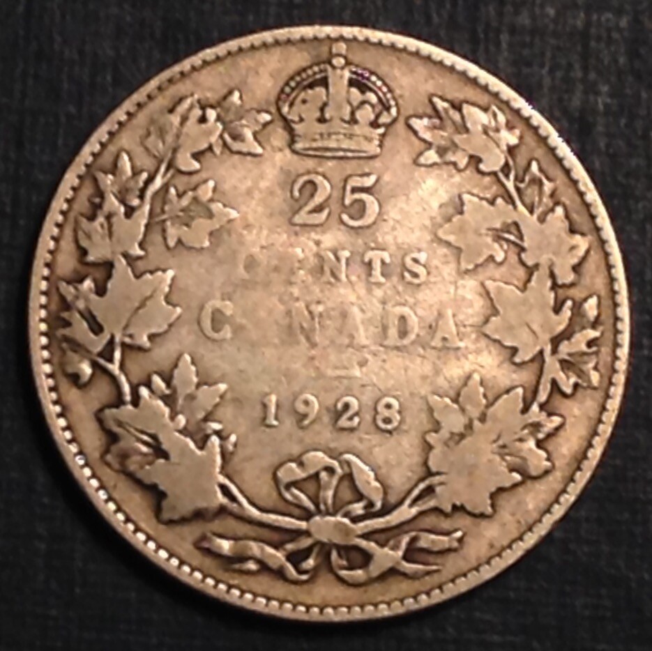 1928  Canada George V 25 Cents - FREE US SHIPPING cd -