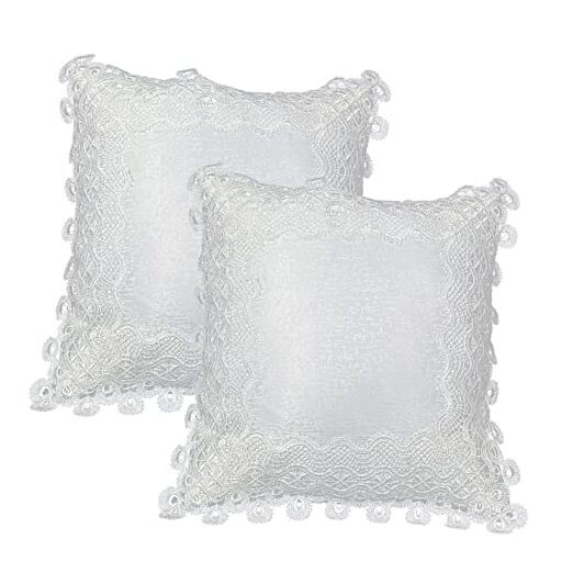 Pillow Covers 18 x 18 Inches Set of 2 White Lace Soft Throw Pillow Dandelion