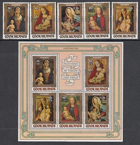 Cook - Mail Yvert 810/4+H.146 ** MNH Christmas. Paintings