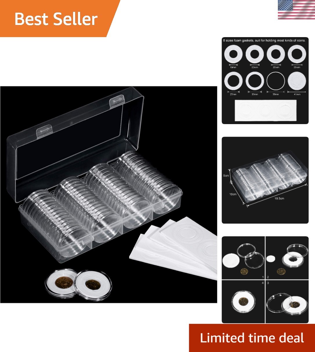 Transparent 41mm Coin Capsules with Dust-Proof Gaskets - Perfect for Collectors