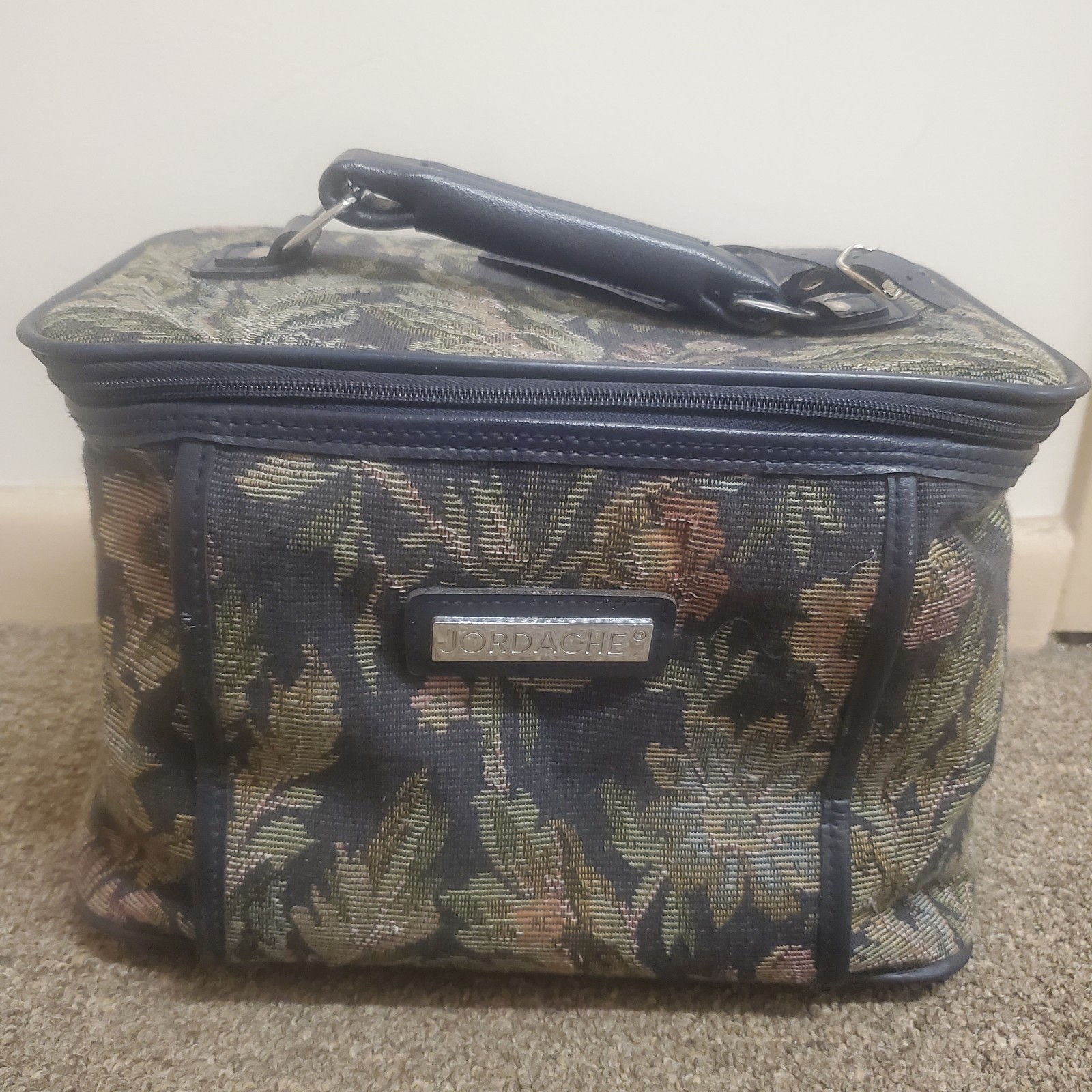Vintage 1980s Jordache Makeup Travel Bag Floral Tapestry