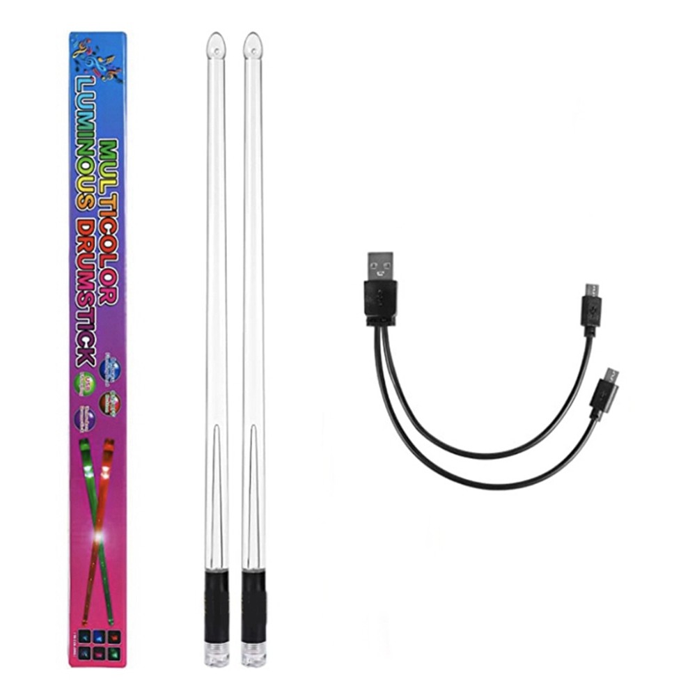 LED Light Emitting Drumsticks 15 Colour Gradient USB Rechargeable+8622