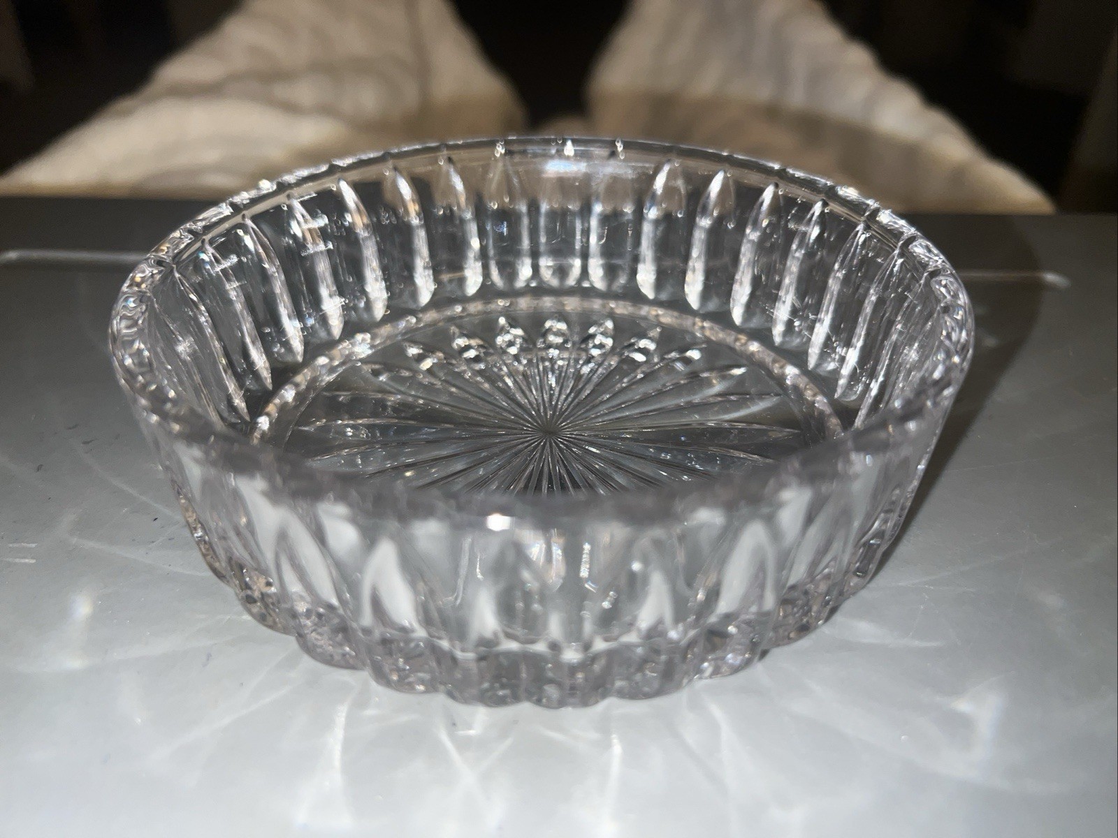 Waterford Crystal 'Heritage' Wine Bottle Coaster/Dish 5" Wide. Trinket Dish