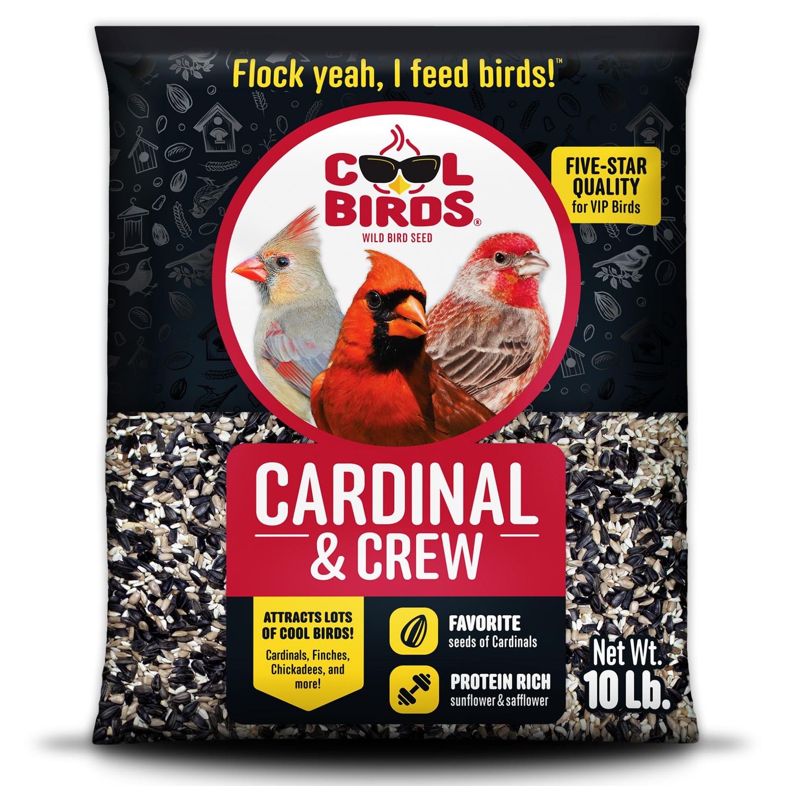 Wild Bird Seed Mix – 10 lb Black Oil Sunflower, Hearts & Safflower Blend