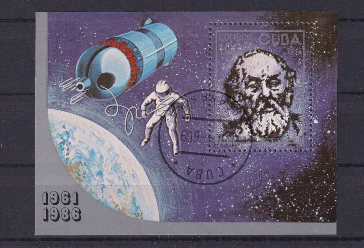 SA15a Caribbean Island 1986 25th Anniv of First Man in Space used minisheet