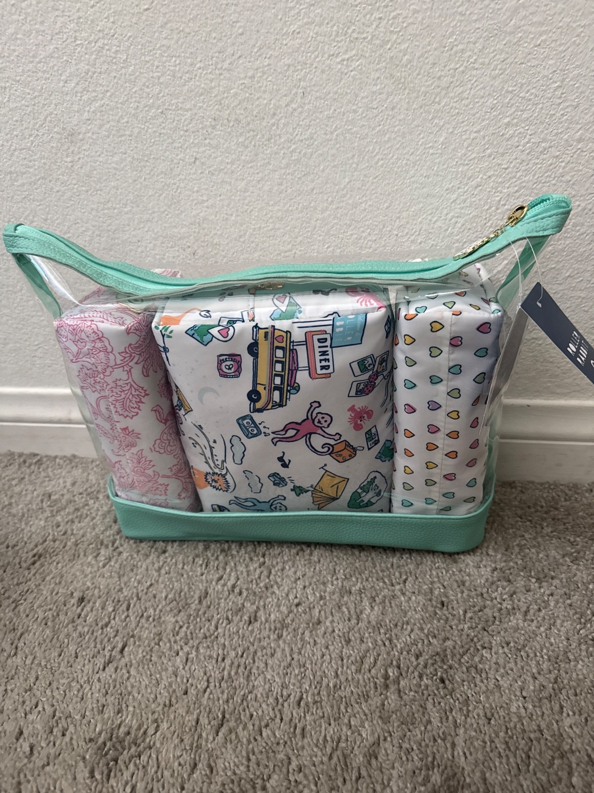 4pc Multi-Purpose Pouch Set White/Teal - Roller Rabbit x Target