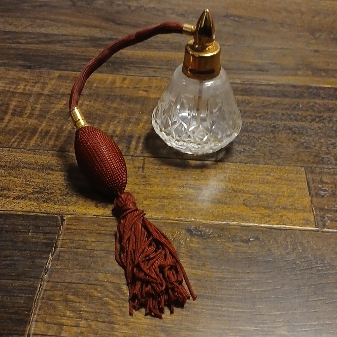 Vintage Waterford Cut Glass Perfume Atomizer with Gold Atomizer and Red Tassel