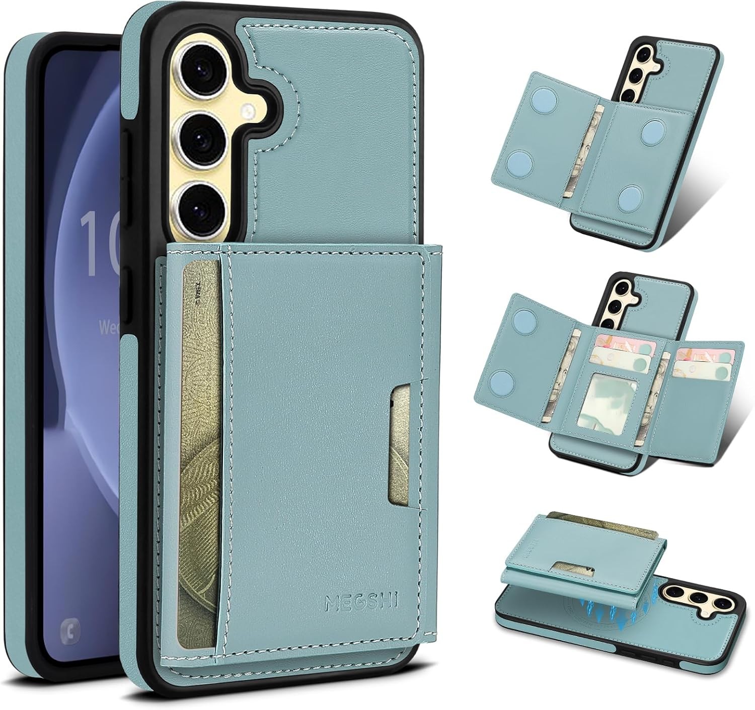 Samsung Galaxy S24 Plus Wallet Case, 2-in-1 Detachable Magnetic Wallet Case, Blu