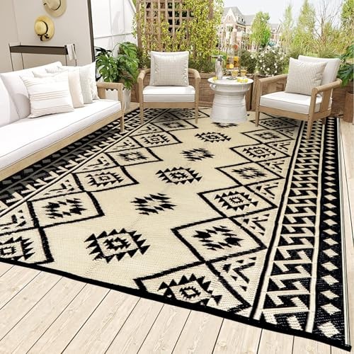  Outdoor Rugs - Reversible Mats, 5'x8' Plastic Straw Rug for Patio Clearance 