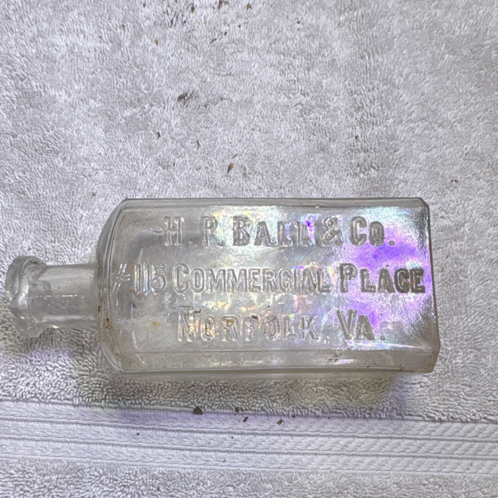 H. P. Ball & Co. Norfolk VA Clear Pharmaceutical Bottle Pre-1930