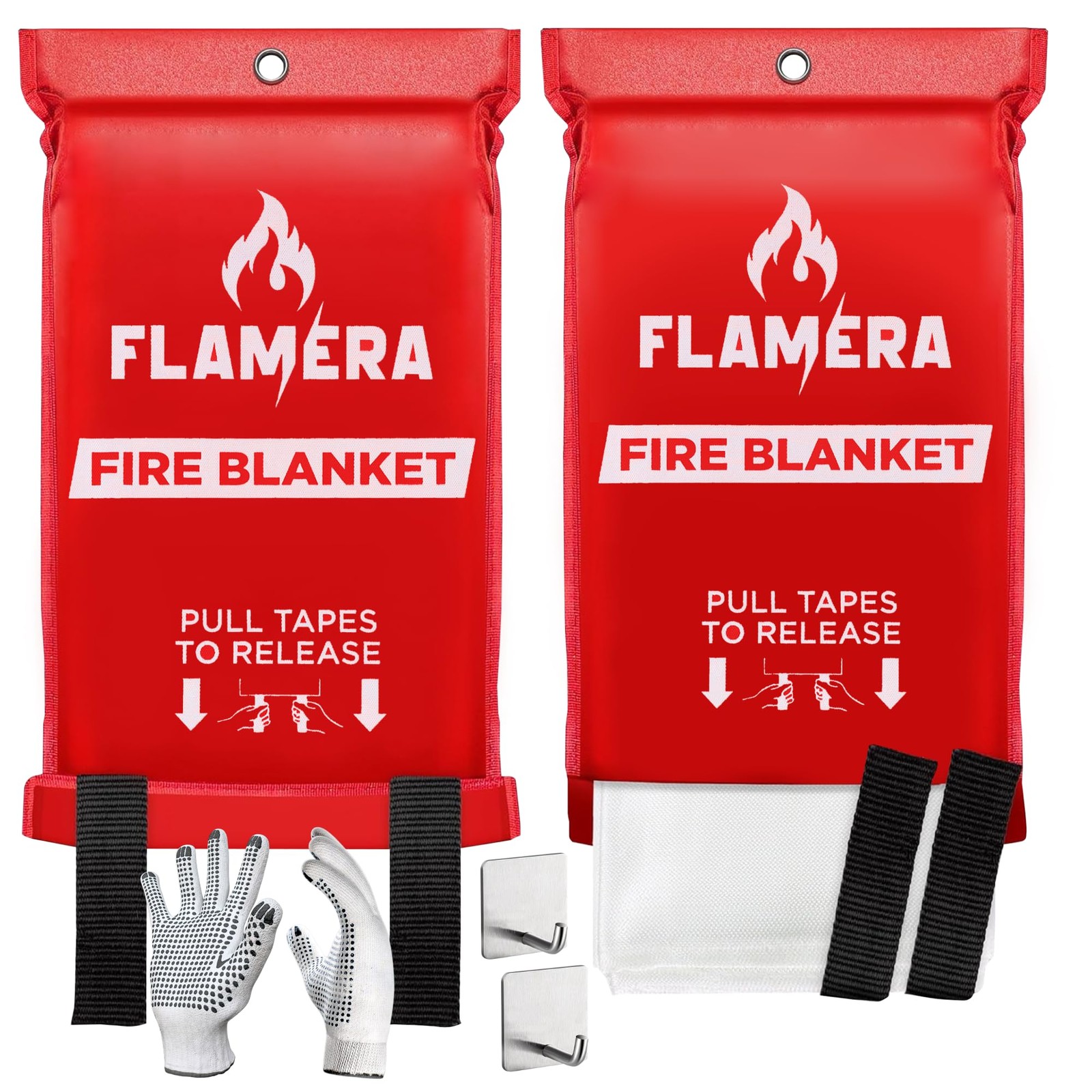 Emergency Fire Blanket for Home and Kitchen (2-Pack) Fireproof and Fire Suppr...
