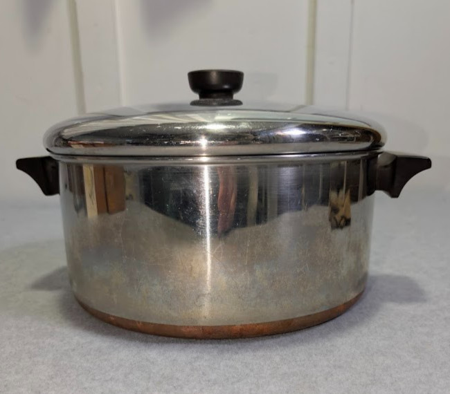 Revere Ware 6 Qt Copper Clad Stainless Steel Stock Pot With Lid Clinton Ill. USA