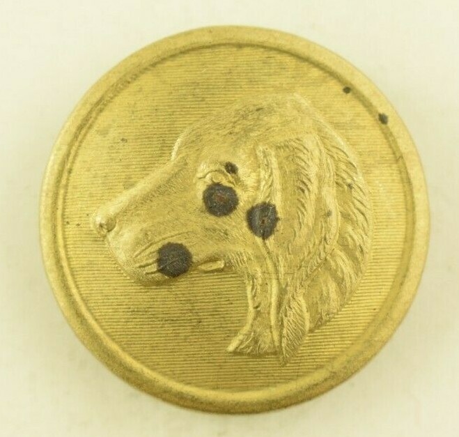 1860s-70s Dog Head On lined Field Hunting Scene Coat Sporting Button P8C