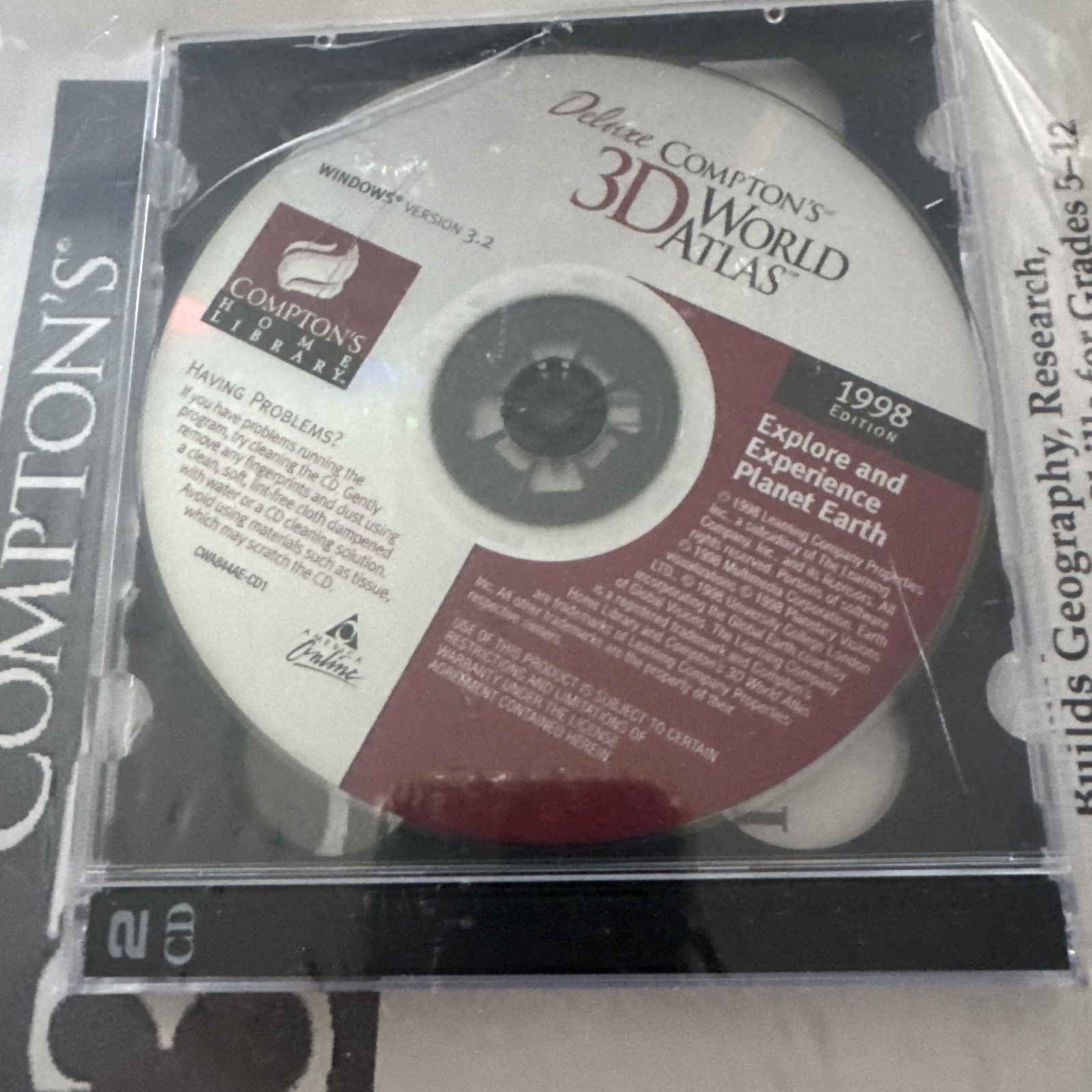 Compton's 3D World Atlas: Deluxe (PC,1998) The Learning Company New!! Geography