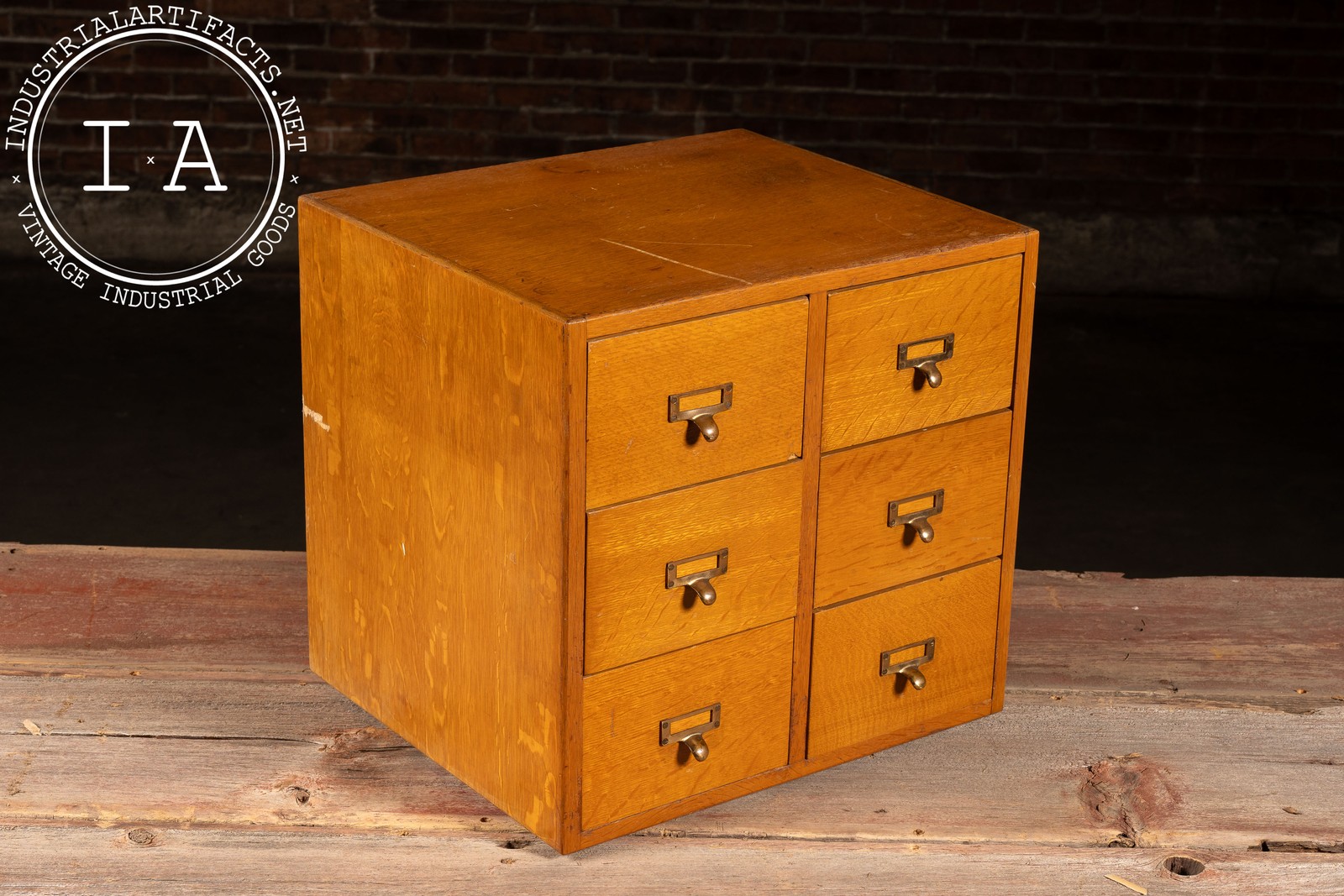 Vintage 6-Drawer Large Oak Desktop Card Catalog