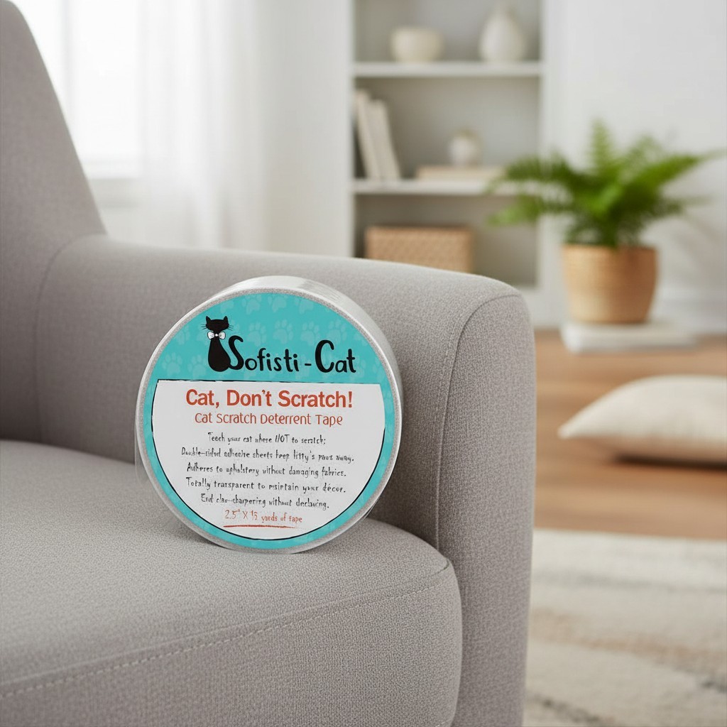 Transparent Cat Scratch Tape – Double-Sided 2.5” x 15’ Roll for Furniture Safety