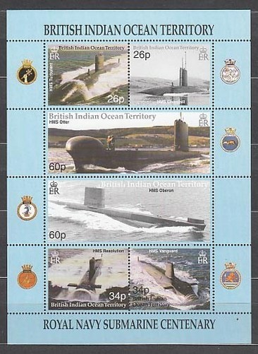 Indian Ocean - Mail Yvert 234/9 ** MNH Submarines