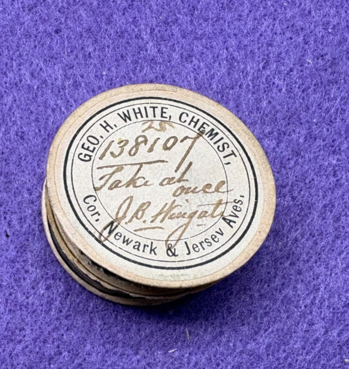 Vintage Geo H White Chemist Cardboard Tiny Container Empty