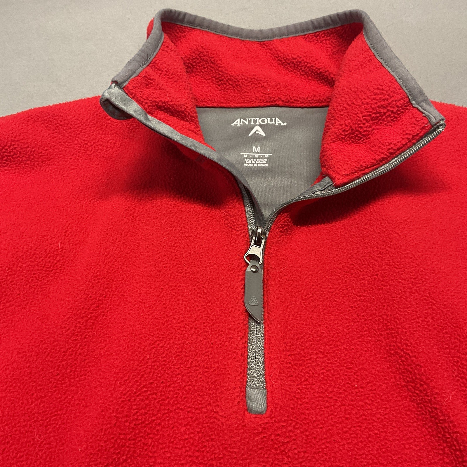Antigua M dark red gray  1/4 zip micro fleece pullover