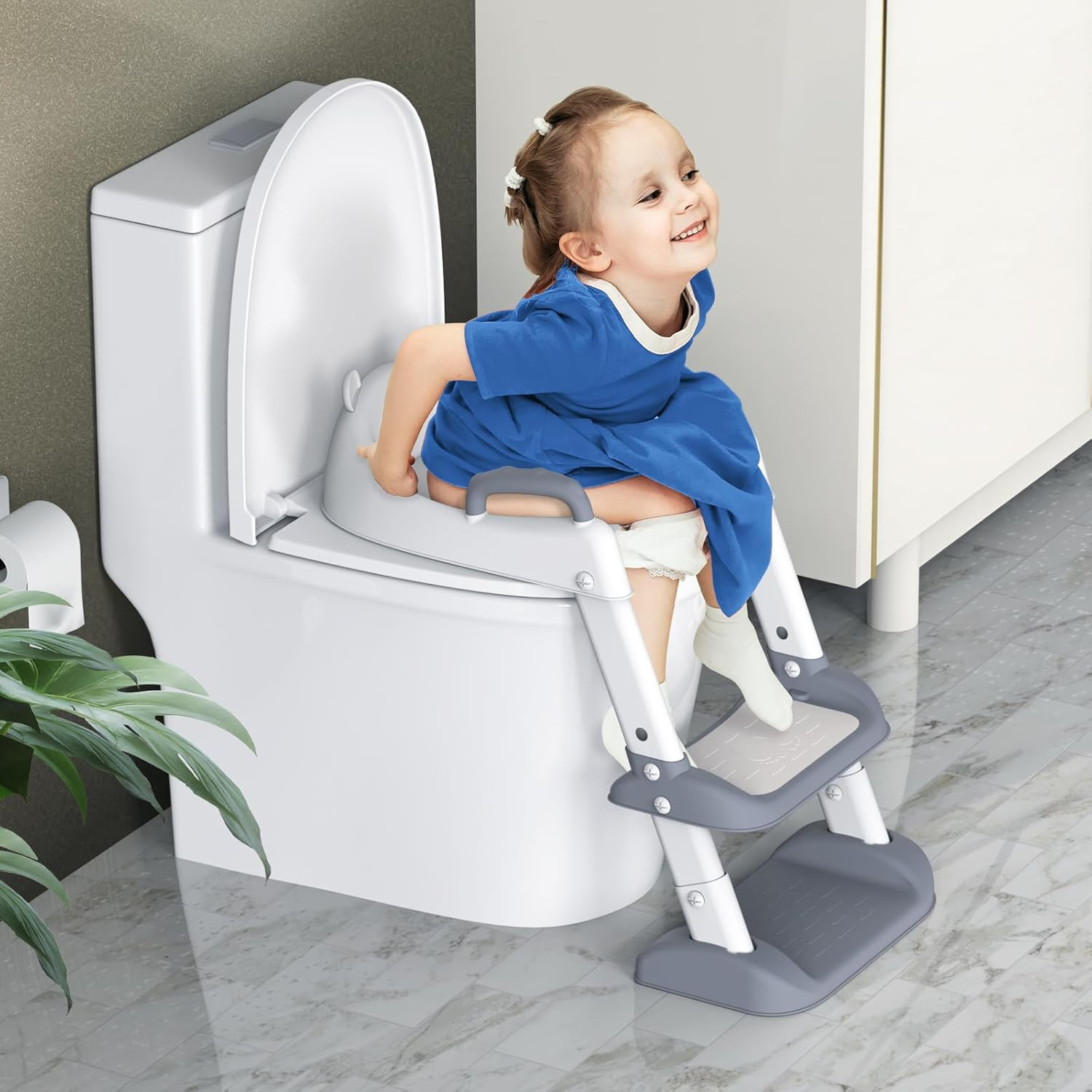 Potty Training Seat Step Stool Ladder Toddlers Adjustable Kids Toilet Seat Guard