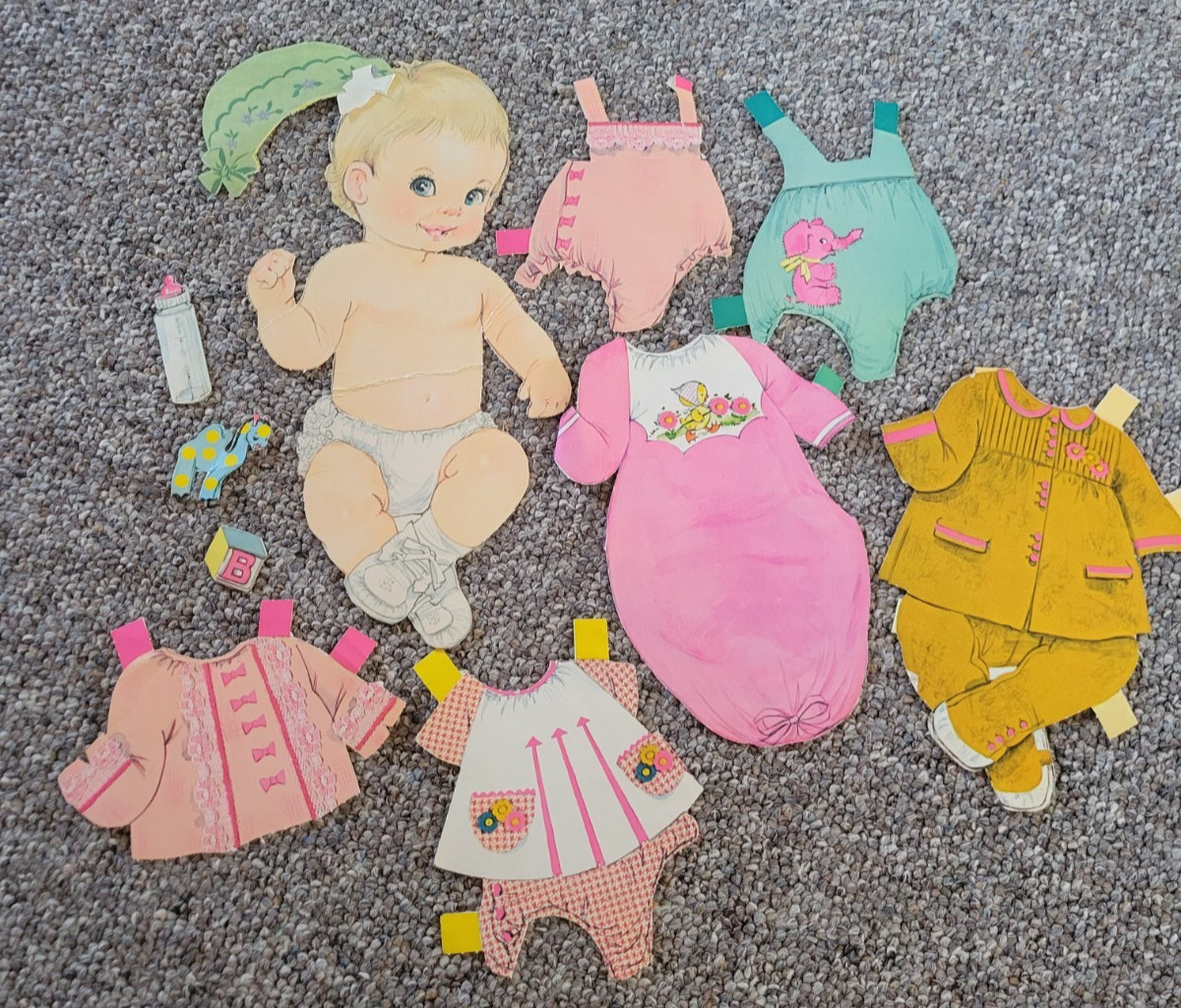 Baby Girl Paper Dolls Lot of Vtg Cute Clothes & Accessories Ephemera Collectible