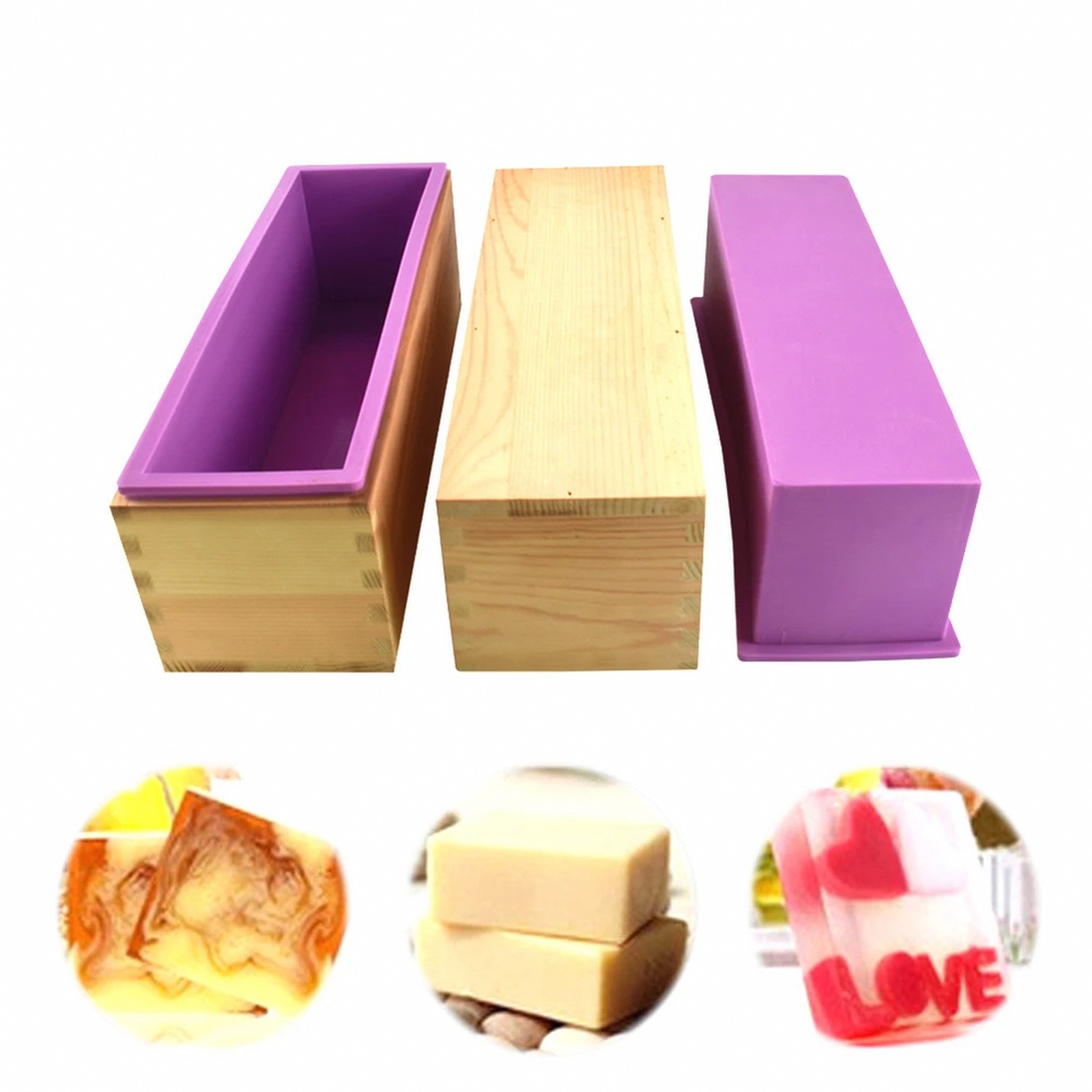 Silicone Soap Mold Rectangular 1.2L 42oz Wood Box Soap Making Kit For DIY