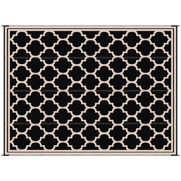 Outdoor Rug 9x12 Modern Reversible Folding Plastic Four Straps for Backyard Deck
