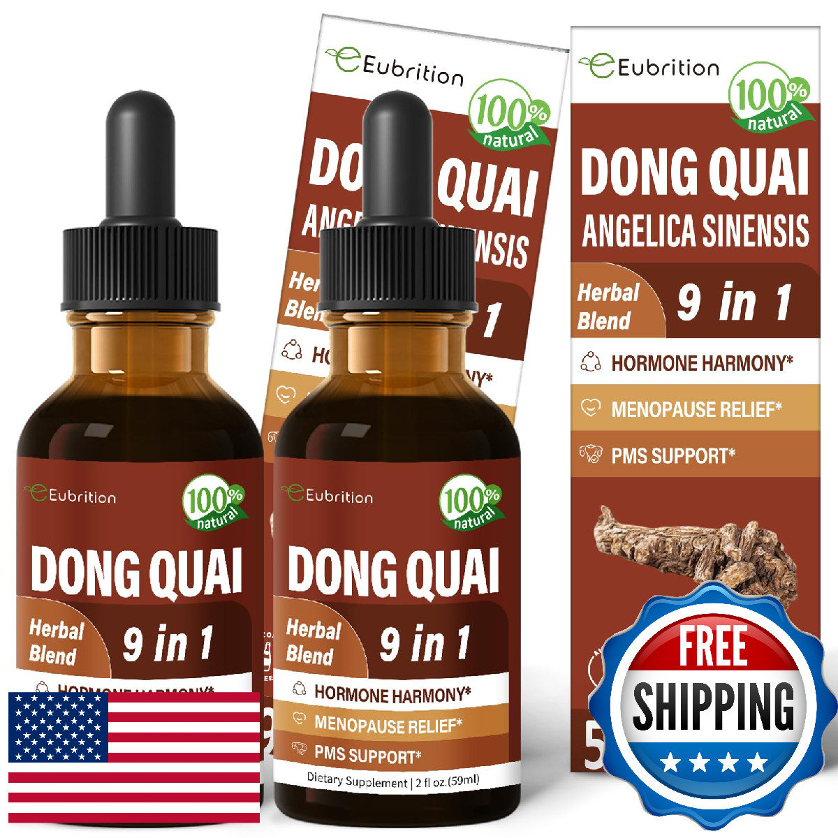 Eubrition Herbal Liquid Drops, Natural Dong Quai Extract for Hormone Harmony, Me