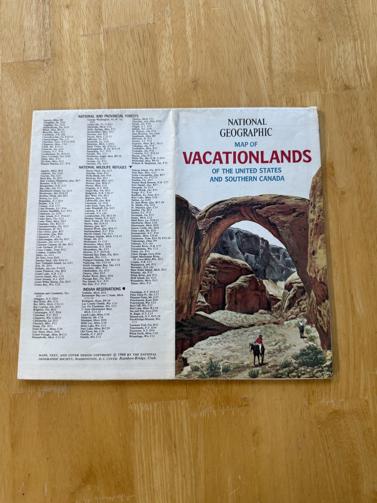 Vintage 1966 National Geographic Vacationlands US Canada Map Folded Brochure