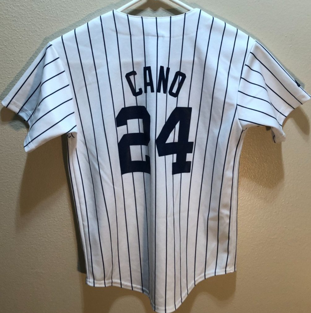 Robinson Cano #24 N.Y. Yankees MLB Vintage 90s BOYS White Pinstripes Jersey M