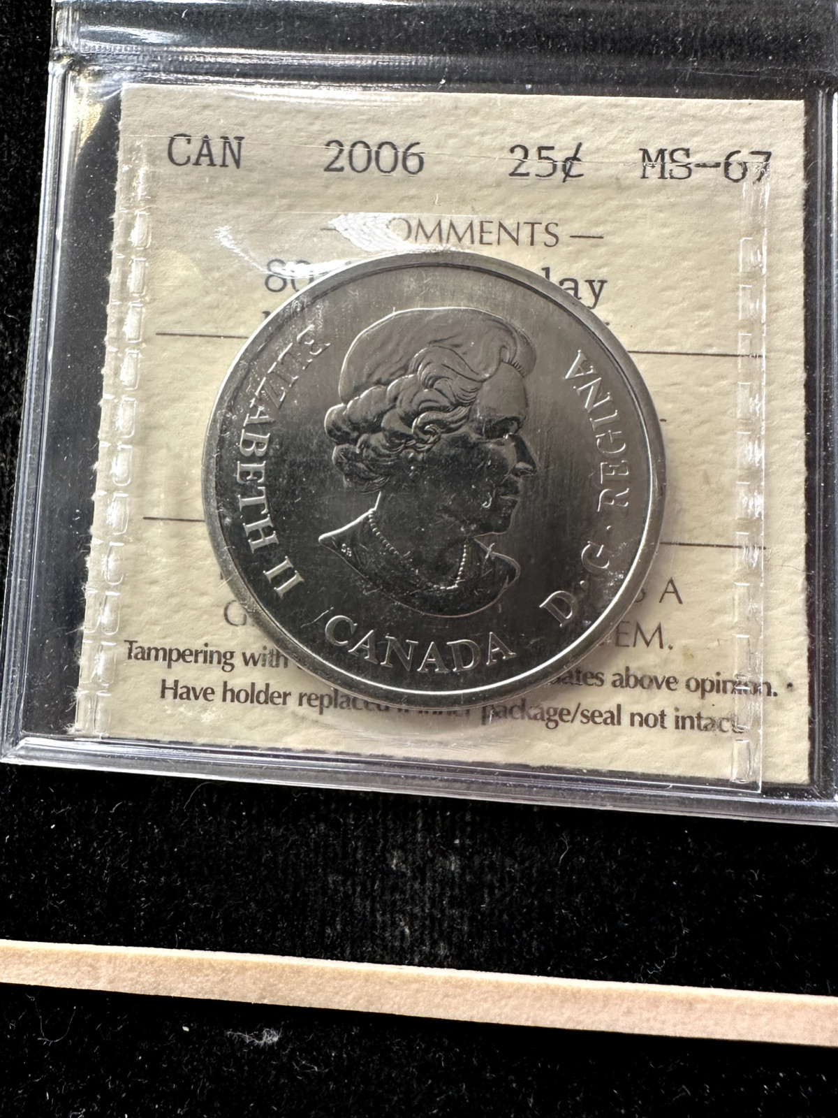 2006  QEII 80th B'Day** ICCS Graded Canadian, ¢25 Cent, **MS-67 NBU** # AP 313