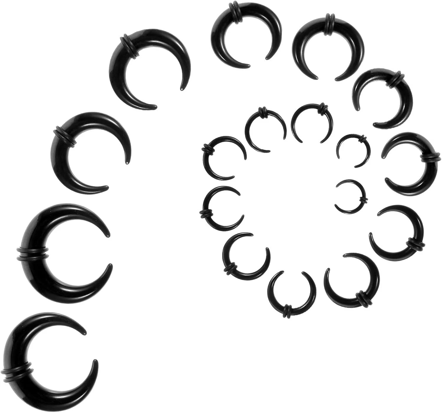 18PCS Septum Stretching Kit Tapers & Rings for Nose Ear Piercing Gauges