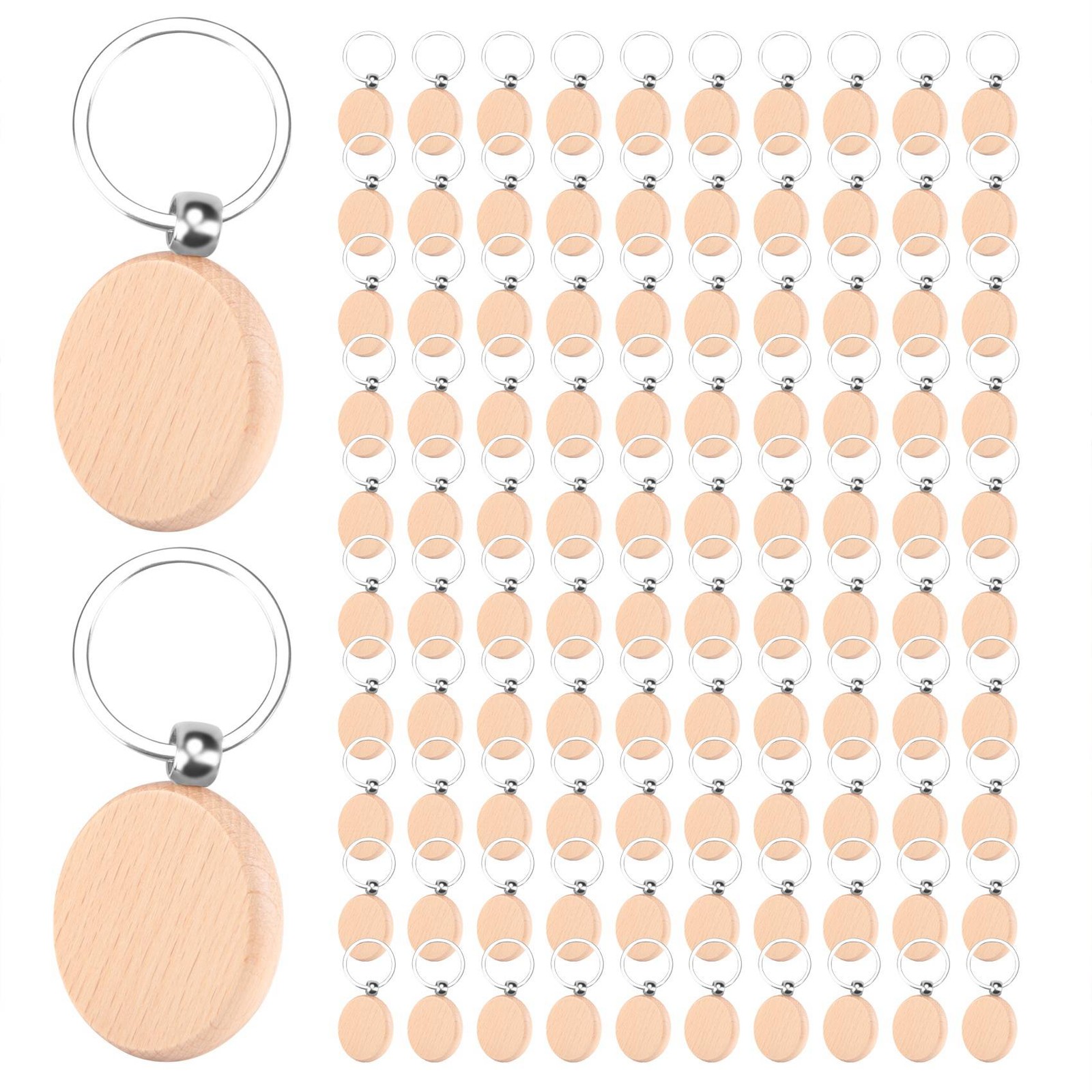 100 Pieces Diy Wooden Keychain Blanks Unfinished Wooden Key  Key Tag B I9E15713