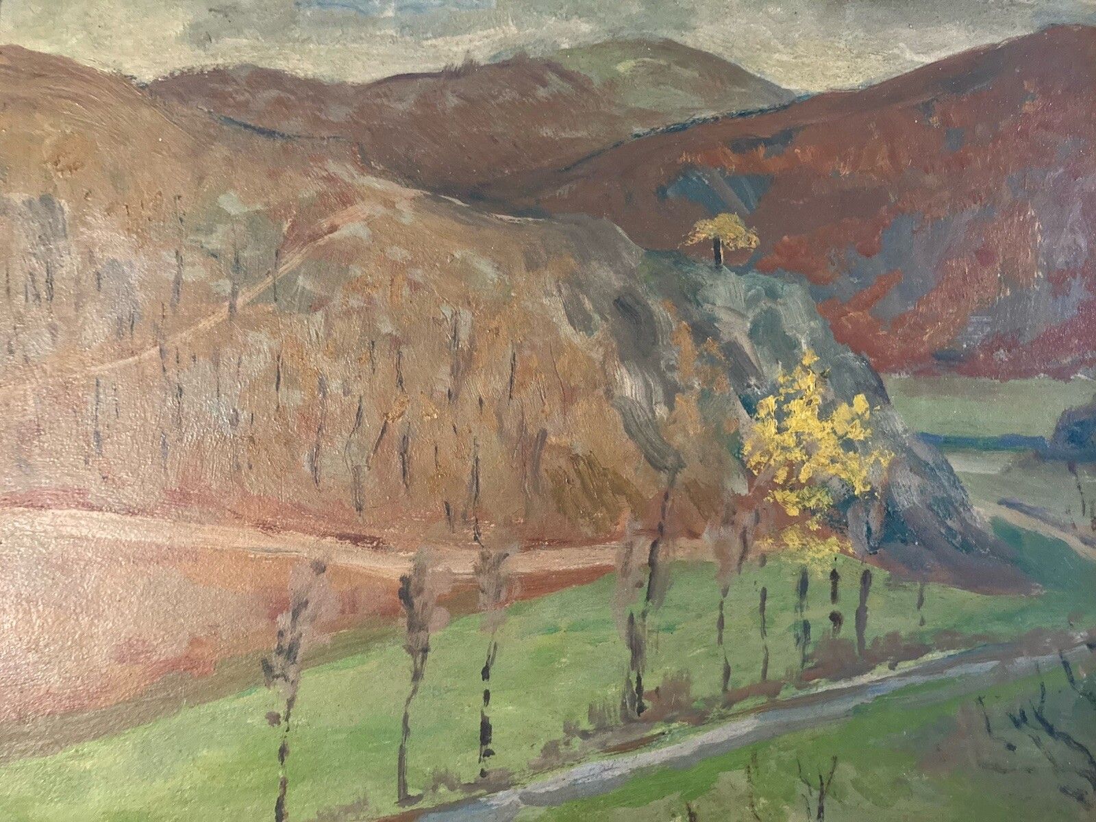 peinture huile panneau Carton paysage impressionnisme Fauve Impressionniste 1947