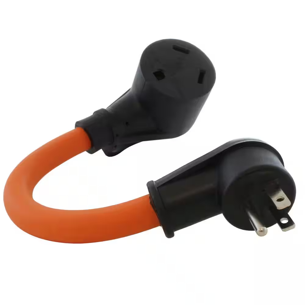 1 Ft. 15 Amp Household Plug to RV TT-30 30 Amp 125-Volt RV Female Connector