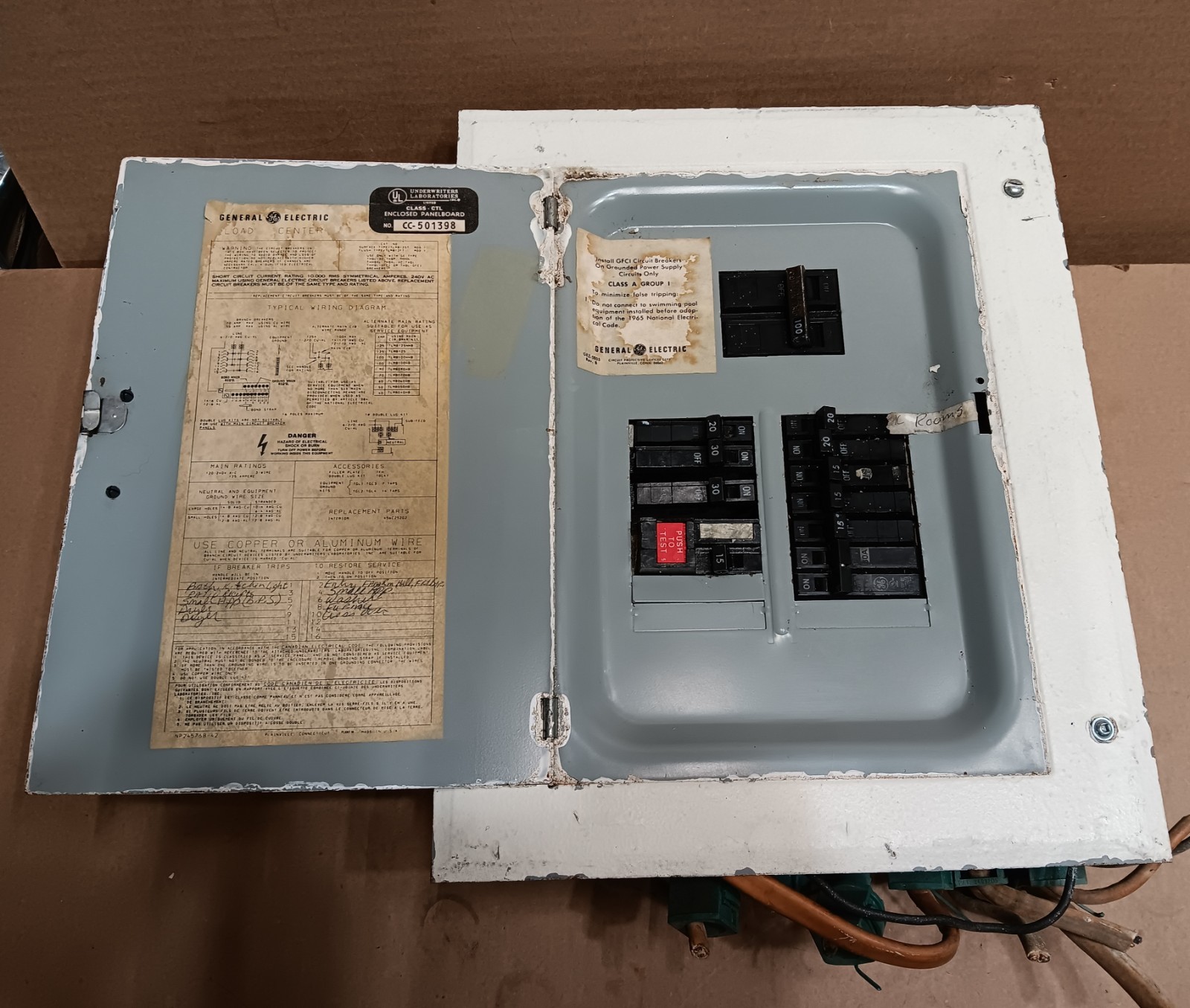 1965 General Electric Load Center TLM812 Vintage