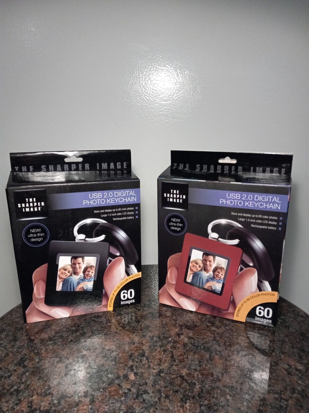 The Sharper Image Black & Red USB 2.0 Digital Photo Keychain Up To 60 Images 