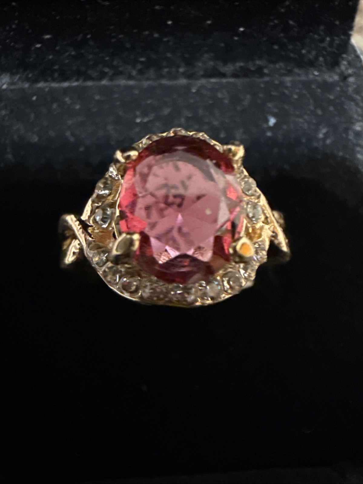 Beautiful Gold filled cubic zirconia Ring With stones & Red Ruby Middle Stone ￼￼