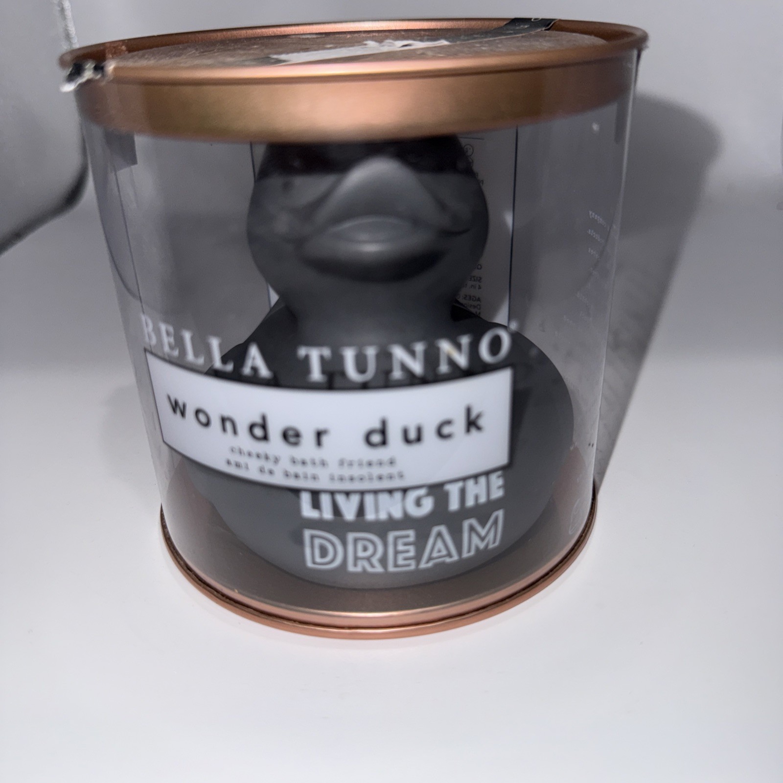 NIB Bella Tunno Black  Living The Dream Wonder Duck Non-Toxic cheeky bath friend