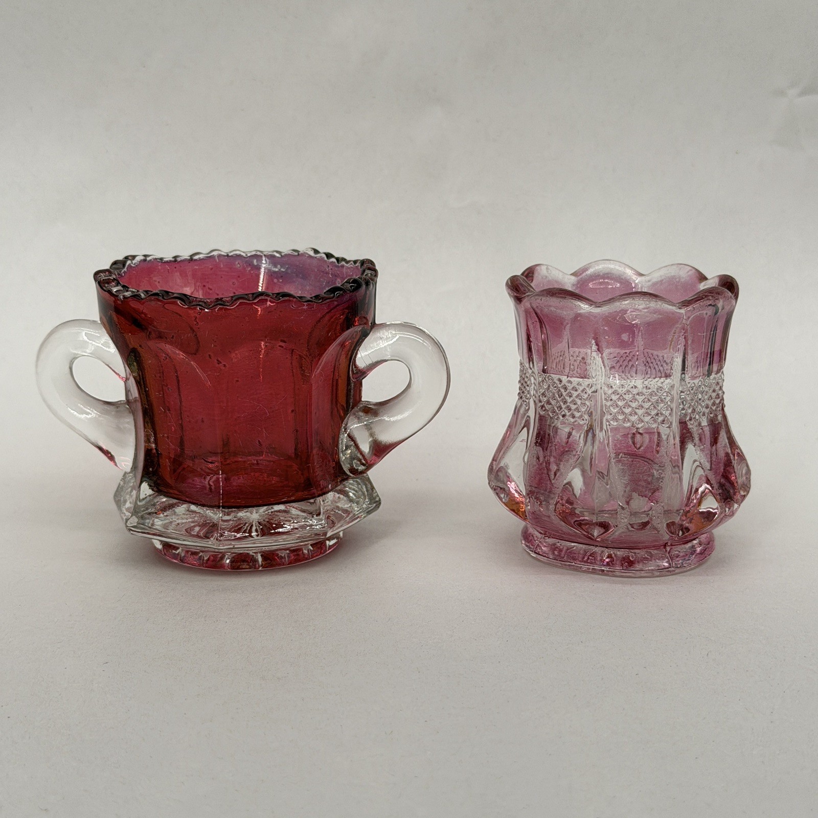 2 Antique Victorian Era Cranberry Toothpick Holder 1880’s See Pics