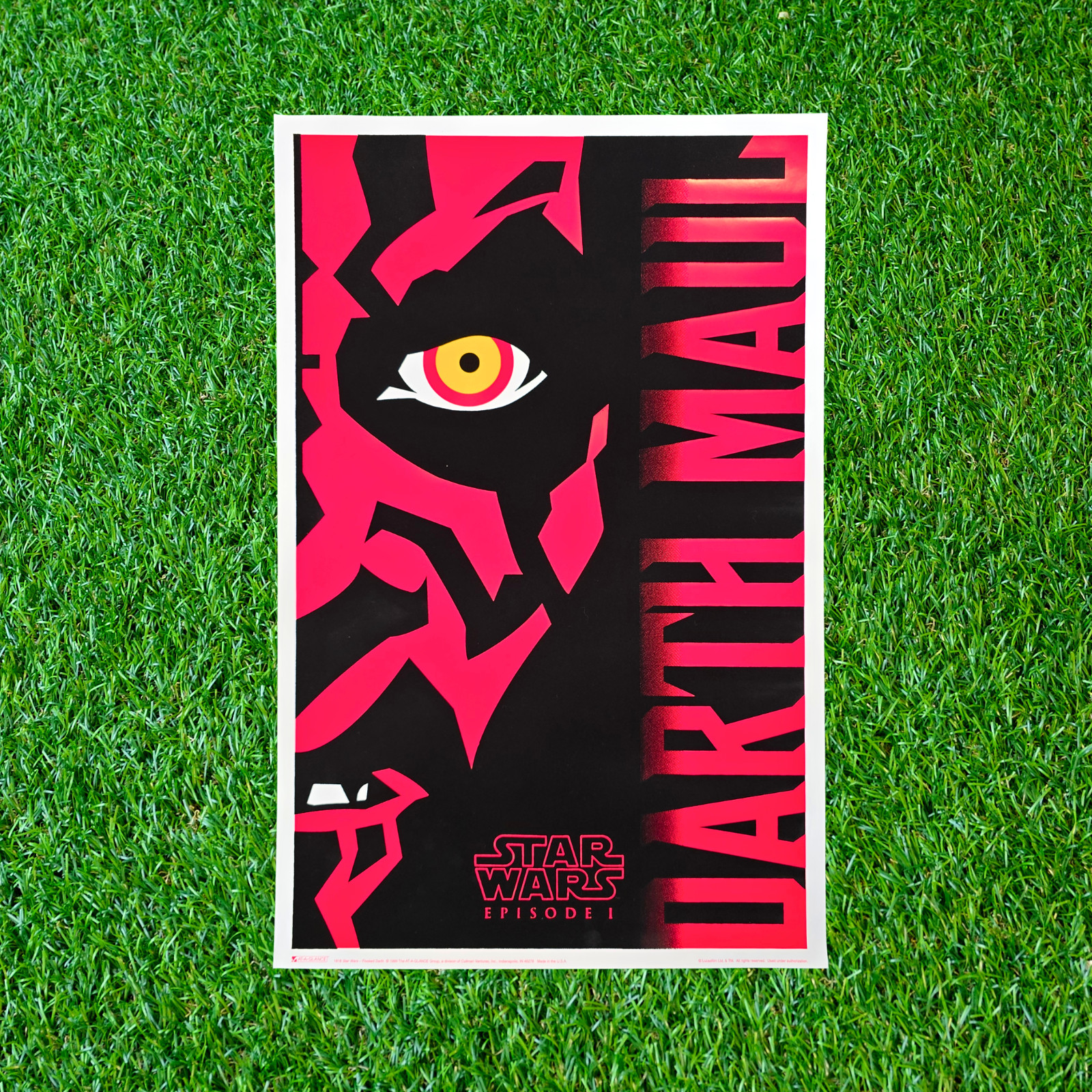 Rare Darth Maul 1999 Star Wars Poster Flocked Black Light NOS #1818