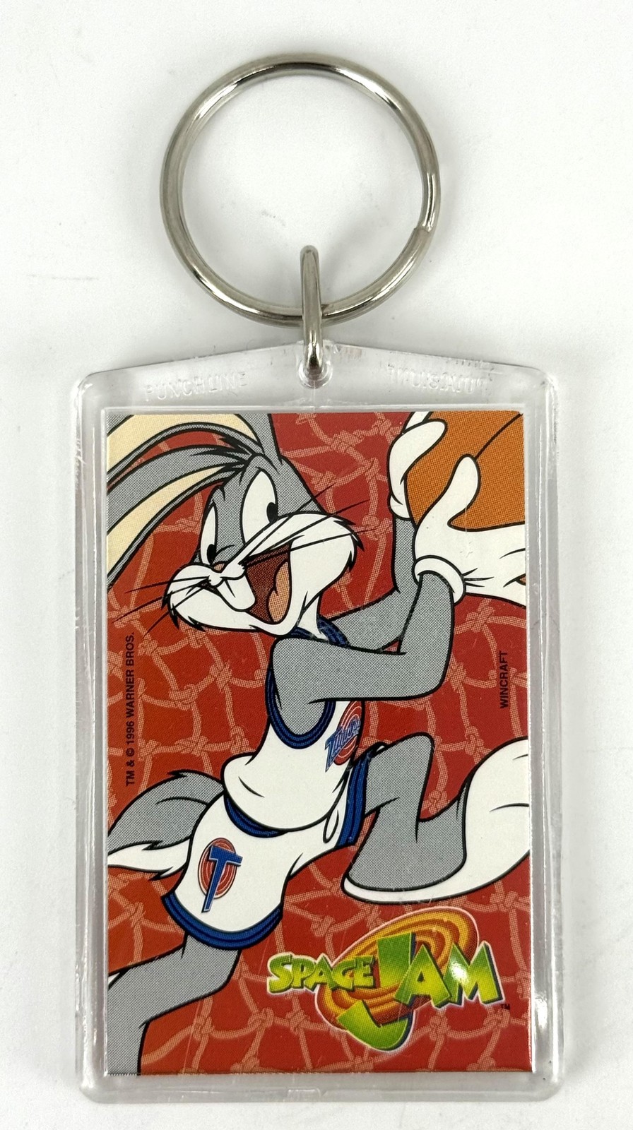 Vintage 1996 Space Jam Bugs Bunny Keychain Key Ring Warner Bros USA Multi-Color