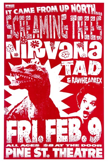 Vintage Nirvana Concert Poster Tad Rawhead Rex Pine St 12x8in Metal Sign