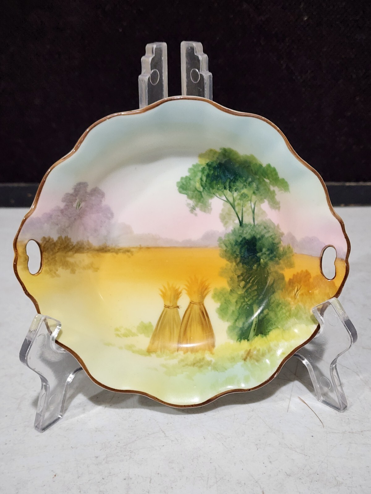 NIPPON HAND PAINTED BUNDLES OF WHEAT IN FIELD CANDY BOWL