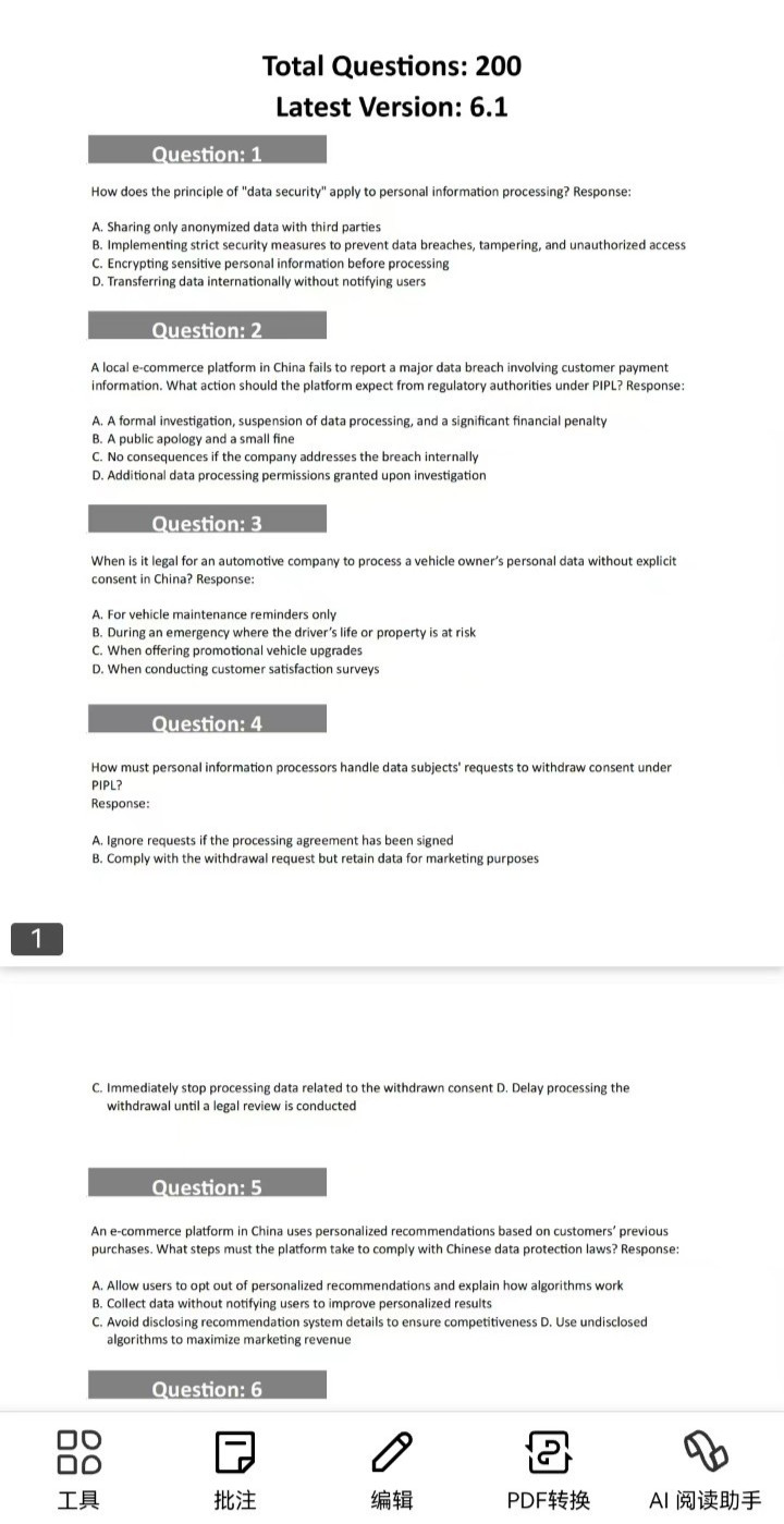 Exam Name: cippcn cipp/cn 200 total