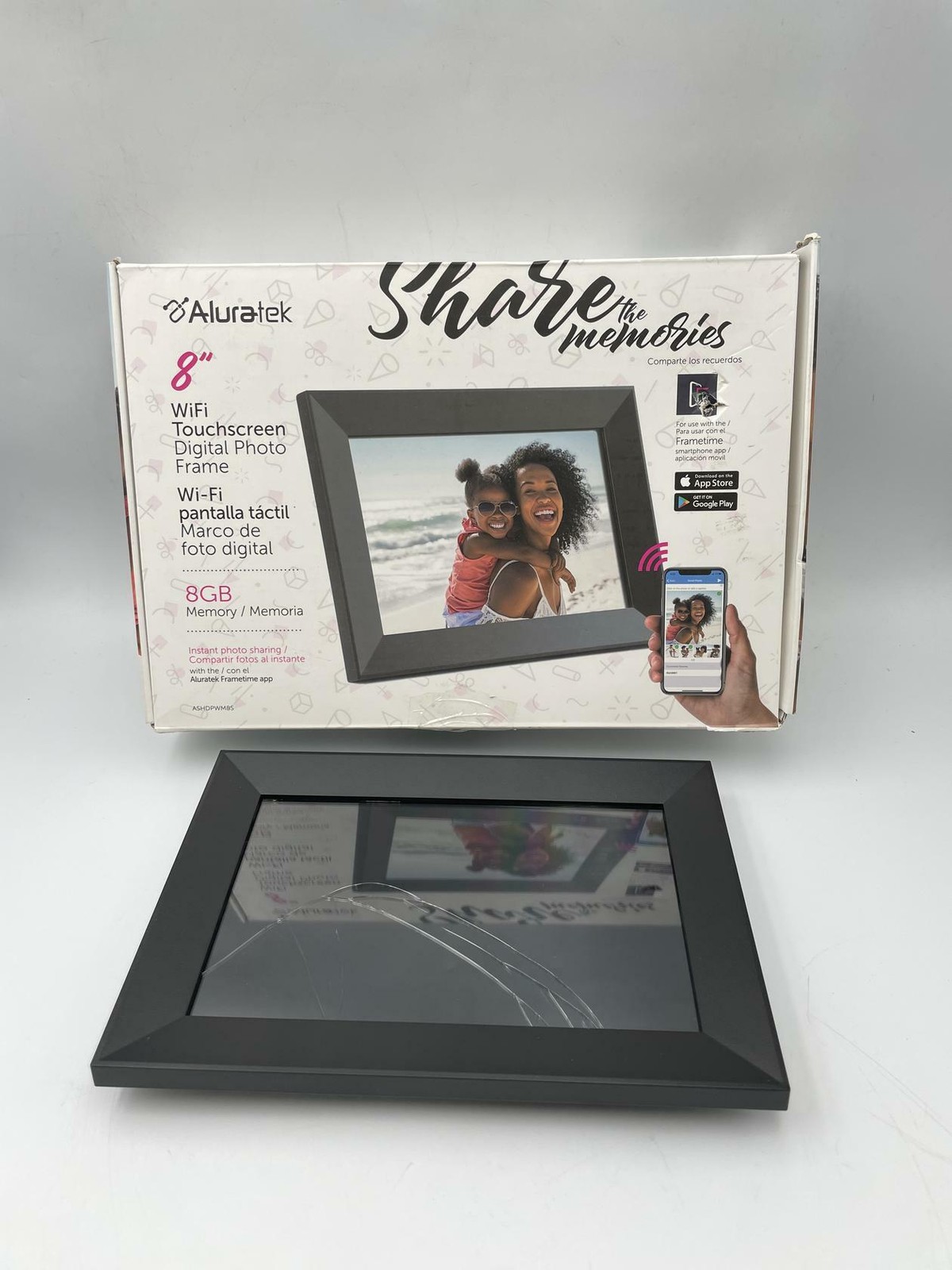 Aluratek ASHDPWM8S 8" WiFi Touchscreen Digital Photo Frame with 8GB (READ)