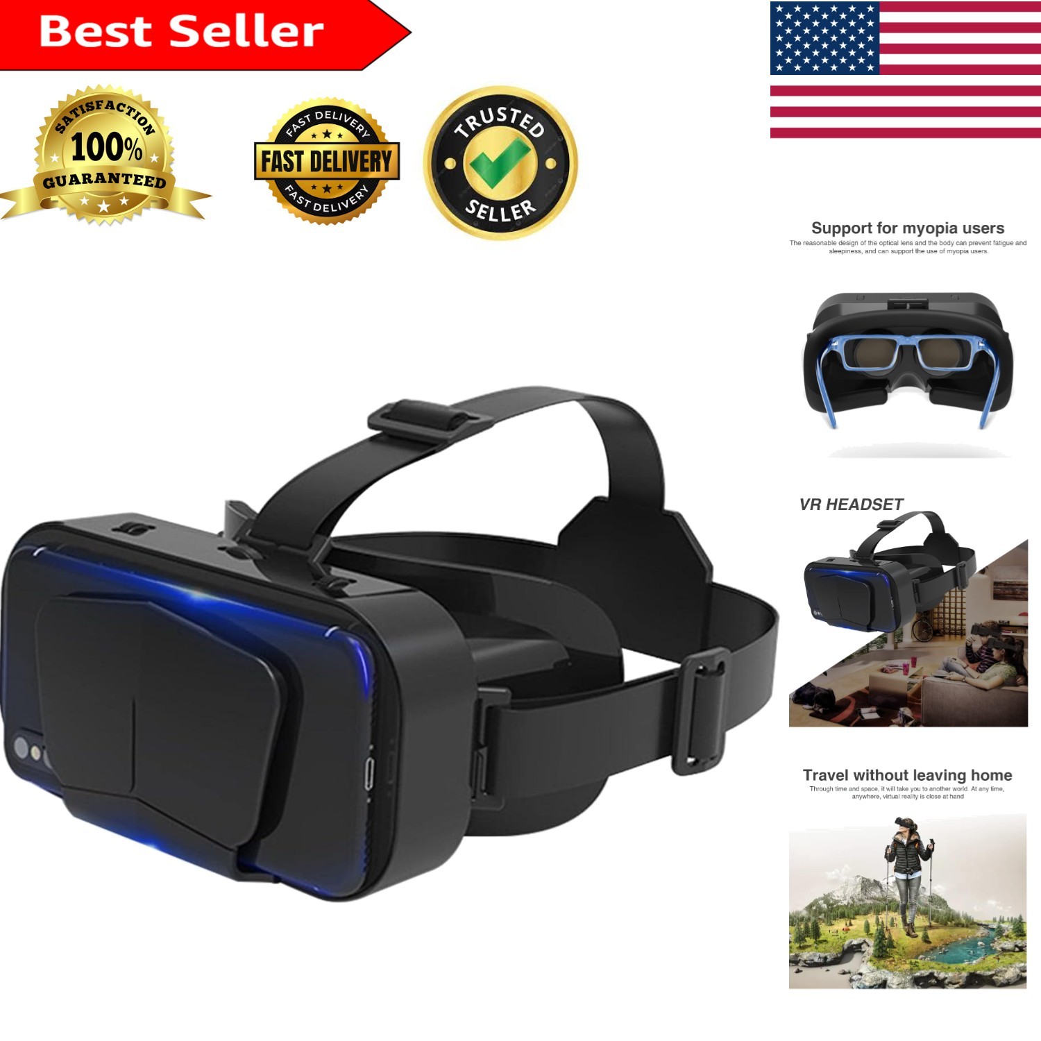 Advanced 3D VR Goggles: 360° Experience, Eye-Friendly Design for Gaming & Movies