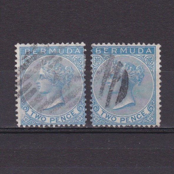 BERMUDA 1865, SG# 3-4, shades, CV £66, Wmk Crown CC, Used