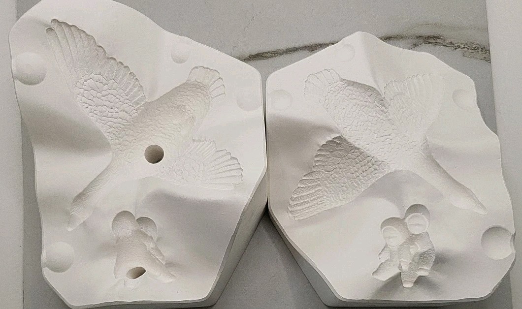 Vintage Tiny Snowbabies And Flying Goose Ceramic Slip Mold Albertas 1418